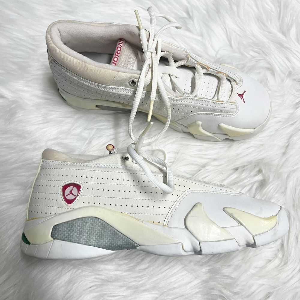 Nike Air Jordan 14 Retro Low 'Cerise' 2006 White Green 312568-161 Size 5.5 Youth
